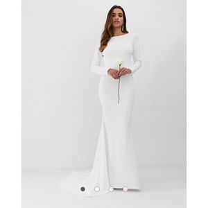Club London low back fishtail white dress